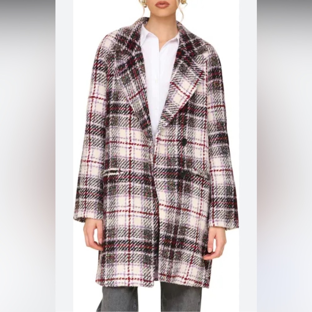 AVEC LES FILLES SIZE XL‎ plaid midi coat wool blend